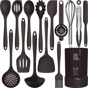 15-piece silicone spoon and utensils set