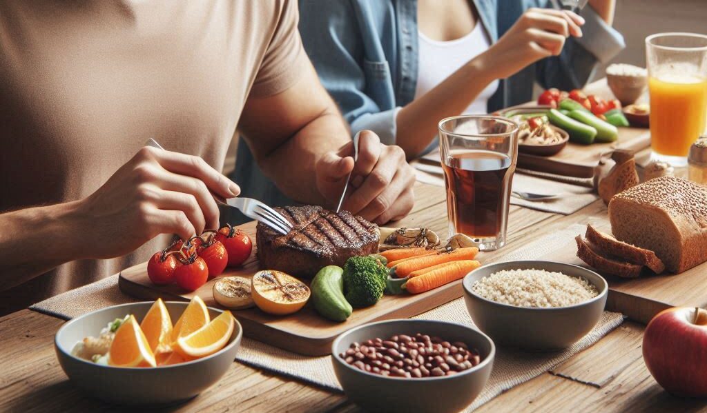 image of people eating a well balanced diet