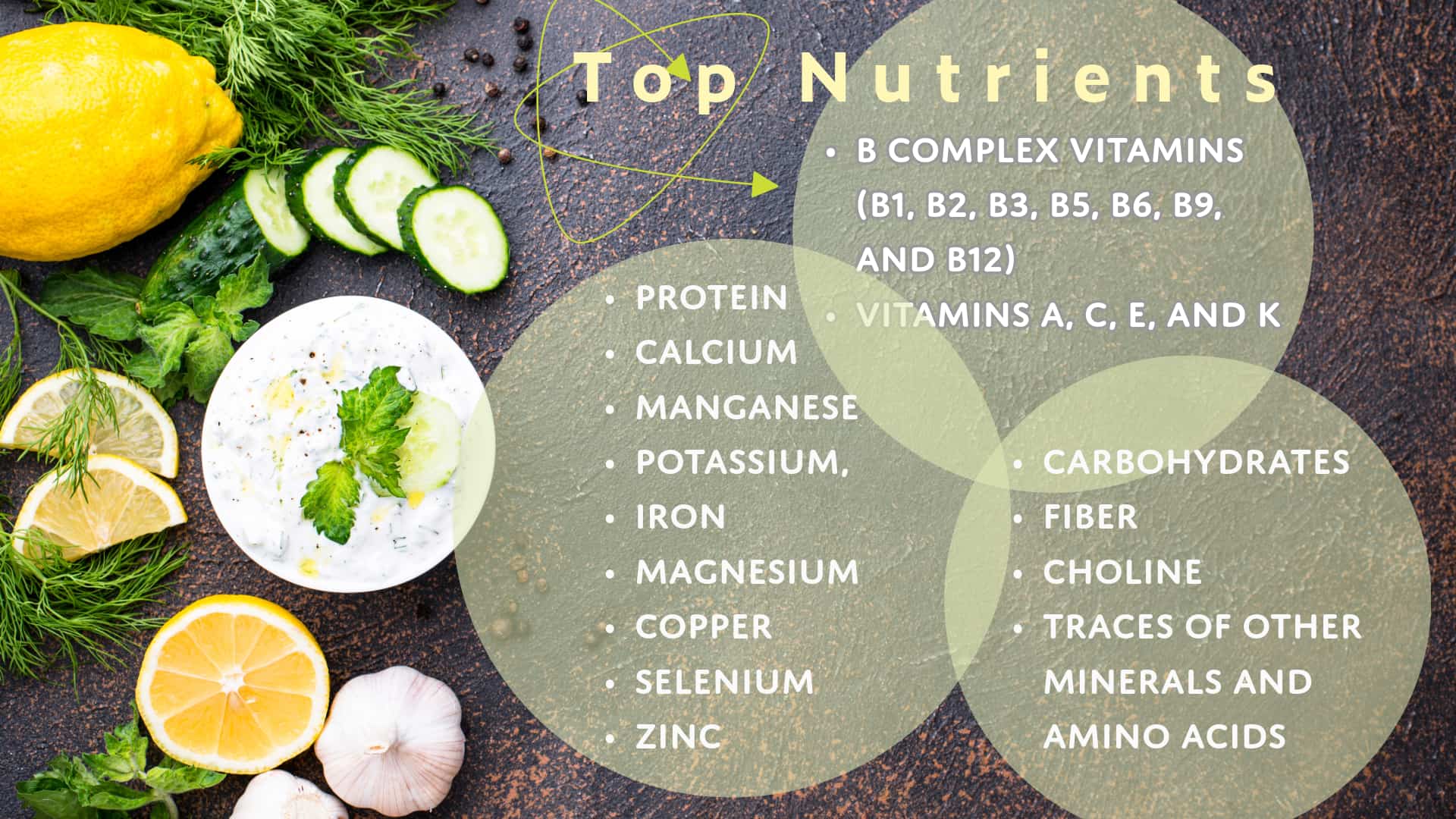 Image of the top nutrients listed in Tzatziki