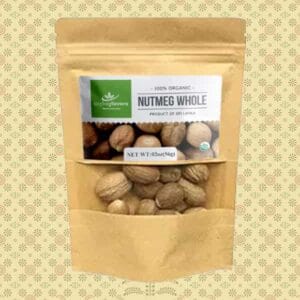 Image of a package of whole nutmeg on sale at Amazon