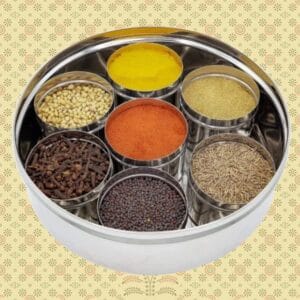 Image of a package of a spice box aka masala dabba on sale at Amazon
